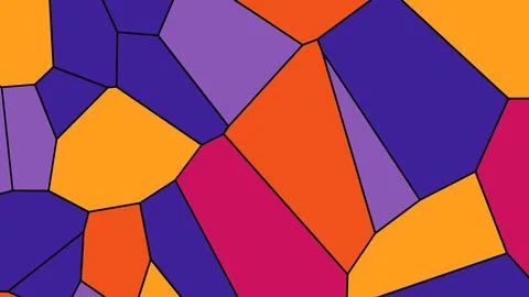 Vibrant mosaic of irregular polygon shapes in orange purple blue and pink hue Иллюстрация