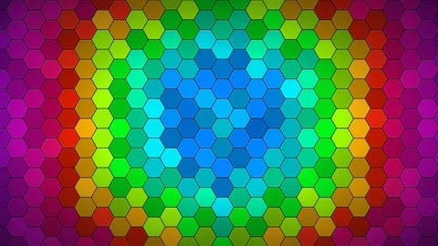 Vibrant Motion of Colorful Hexagonal Pixels Creating Dynamic Visual Effects.. Stock Footage 342619987