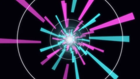 Vibrant motion graphics create a tunnel effect with bright colors Stock Footage 336995026