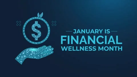 Vibrant motion graphics highlighting financial wellness month  Vídeo Stock 321550540