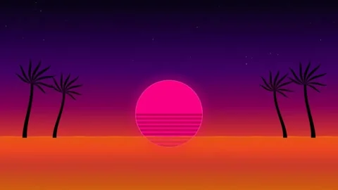 Vibrant Motion Sunset Scene with Palm Trees in a Tropical Landscape. 库存影片 342638762
