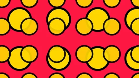 Vibrant Motion of Yellow Bubbles on Red Background in Dynamic Abstract Video. Vídeo Stock 338313810