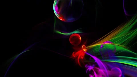 Vibrant Multi-Color Floating Bubbles and Glowing Energy Waves Loop Stock Footage 345962966