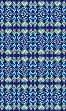 Vibrant Multi-color Full-coverage Modern Ikat Pattern Stock Illustration