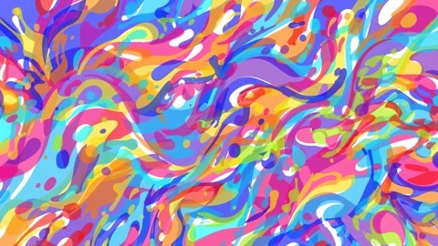Vibrant multi colored fluid ink swirl and psychedelic paint splash animation Stock Footage 335348670