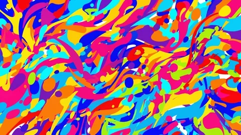 Vibrant multi colored fluid ink swirl and psychedelic paint splash animation Stock Footage 335348671