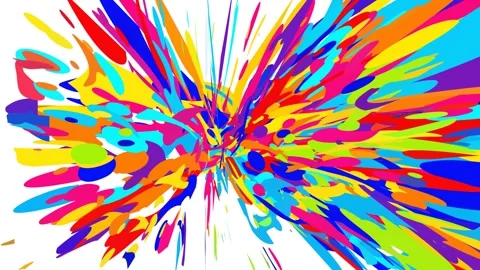 Vibrant multi colored fluid ink swirl and psychedelic paint splash animation Stock Footage 335348676