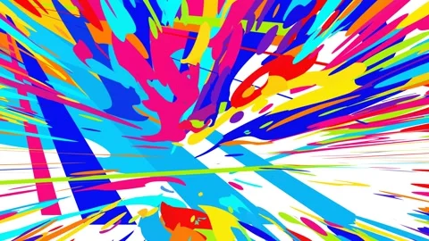 Vibrant multi colored fluid ink swirl and psychedelic paint splash animation Stock Footage 335348678