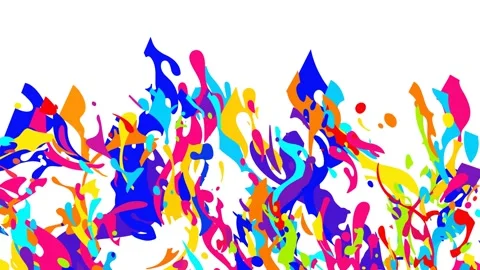 Vibrant multi colored fluid ink swirl and psychedelic paint splash animation Stock Footage 335348679