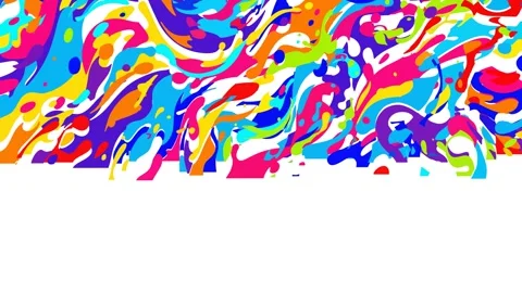 Vibrant multi colored fluid ink swirl and psychedelic paint splash animation Stock Footage 335348683