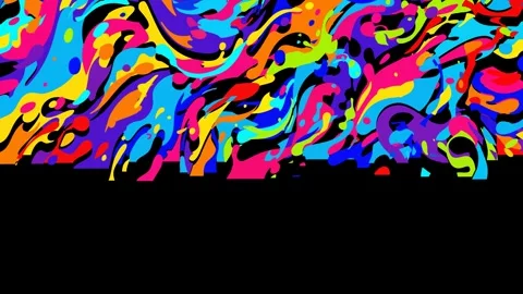 Vibrant multi colored fluid ink swirl and psychedelic paint splash animation Stock Footage 335348684