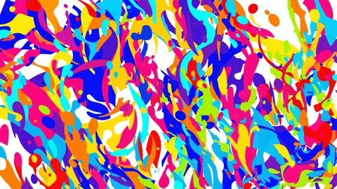 Vibrant multi colored fluid ink swirl and psychedelic paint splash animation Stock Footage 335348685