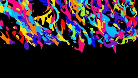 Vibrant multi colored fluid ink swirl and psychedelic paint splash animation Stock Footage 335348692