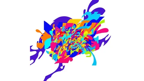 Vibrant multi colored fluid ink swirl and psychedelic paint splash animation Stock-Footage 335348700