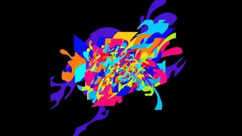Vibrant multi colored fluid ink swirl and psychedelic paint splash animation Stock Footage 335348704