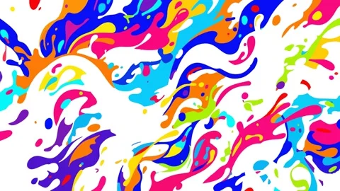 Vibrant multi colored fluid ink swirl and psychedelic paint splash animation Stock Footage 335348705