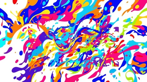 Vibrant multi colored fluid ink swirl and psychedelic paint splash animation Stock Footage 335348714