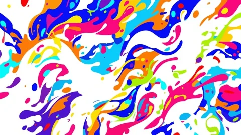 Vibrant multi colored fluid ink swirl and psychedelic paint splash animation Stock Footage 335348733