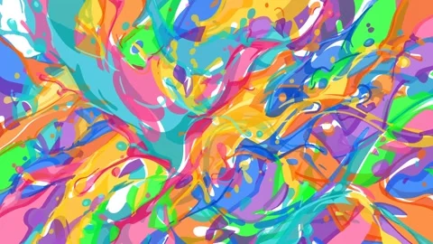 Vibrant multi colored paint splatter and dynamic ink burst animation Stock Footage 335194470