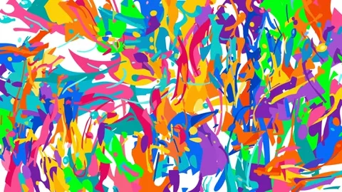 Vibrant multi colored paint splatter and dynamic ink burst animation Stock Footage 335194475