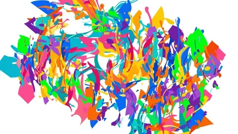 Vibrant multi colored paint splatter and dynamic ink burst animation Stock Footage 335194479