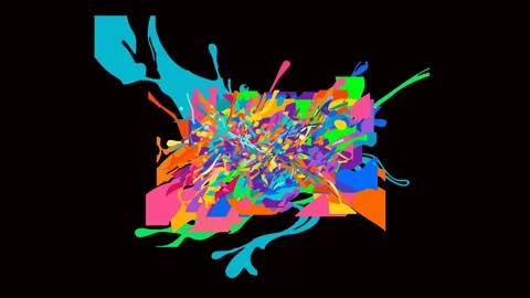 Vibrant multi colored paint splatter and dynamic ink burst animation Stock Footage 335194484