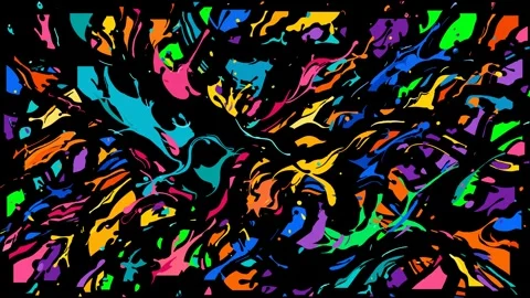 Vibrant multi colored paint splatter and dynamic ink burst animation Stock Footage 335194493