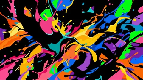 Vibrant multi colored paint splatter and dynamic ink burst animation Stock Footage 335194495