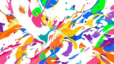 Vibrant multi colored paint splatter and dynamic ink burst animation Stock Footage 335194496