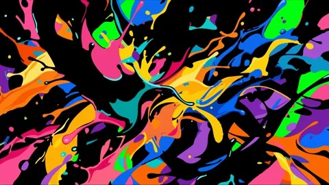 Vibrant multi colored paint splatter and dynamic ink burst animation Stock Footage 335194502