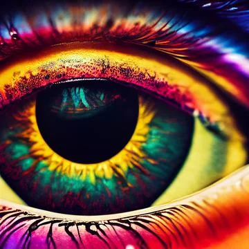 Vibrant Multi Coloured Human Eye Iris Abstract Detail Macro Illustration Illustrazione stock