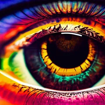 Vibrant Multi Coloured Human Eye Iris Abstract Detail Macro Illustration Illustrazione stock