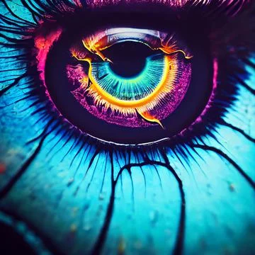 Vibrant Multi Coloured Human Eye Iris Abstract Detail Macro Illustration Illustrazione stock