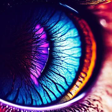 Vibrant Multi Coloured Human Eye Iris Abstract Detail Macro Illustration Illustrazione stock