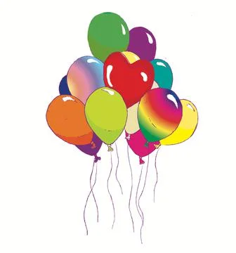 Vibrant Multicolor Bunch of Balloons with Strings Stock Illustration