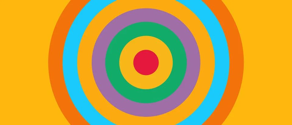 Vibrant Multicolor Concentric Circle Target Yellow Abstract Background Stock Illustration