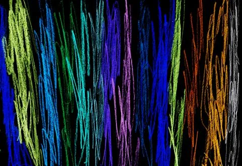 Vibrant Multicolor Crayon Scribbles Creating a Playful Pattern on a Blank Black Stock Illustration