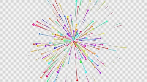 Vibrant multicolor fireworks explosion with radial motion lines Stock-Footage 312699555