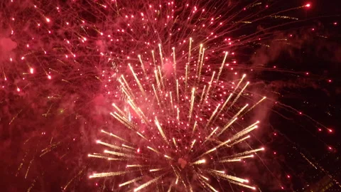 Vibrant Multicolor Fireworks Shot from Inside by FPV Drone Stock Footage 314648877