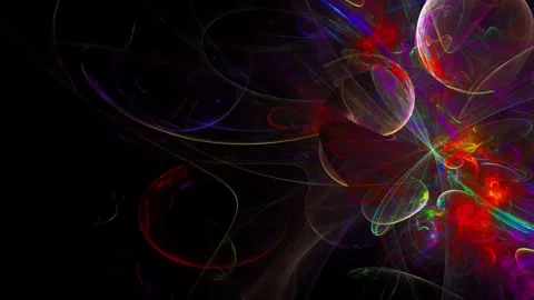 Vibrant Multicolor Fractal Spheres and Cosmic Light Burst Loop Stock Footage 345963053