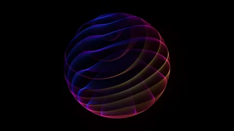 Vibrant multicolor ribbon sphere with layered light bands. Smooth flowing g.. 库存影片 330119187