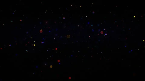 Vibrant multicolored bokeh lights shimmer against a deep black backdrop Stock Footage 343804857