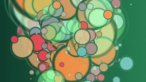 Vibrant multicolored bubbles on dynamic green background Stock Footage 328024966