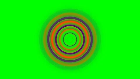 Vibrant multicolored concentric circles set against a bright green background Stock Footage 340263333