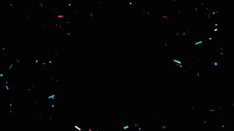 Vibrant multicolored confetti falling on a black background. 4K 스톡 동영상 342781756