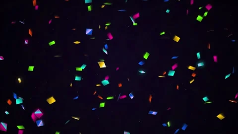 Vibrant multicolored confetti falling on dark background, for celebration a.. Stock Footage 345841529