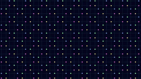 Vibrant multicolored dot grid pattern on black - seamless design Stockbeeldmateriaal 316735103