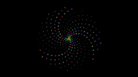 Vibrant multicolored dots arranged in a mesmerizing spiral galaxy pattern Video stock 335117394