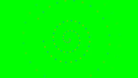 Vibrant multicolored dots arranged in a spiral pattern on a green background Stock Footage 340267200