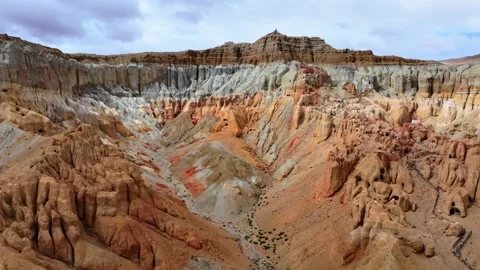 Vibrant Multicolored Eroded Landscape of Earth Forest Formations Tibet China Stock Footage 346588277